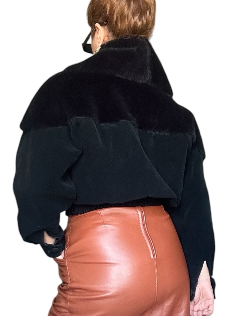 Faux Suede Cropped Jacket w/ Removable Faux Fur Collar | Luxe Statement- Small